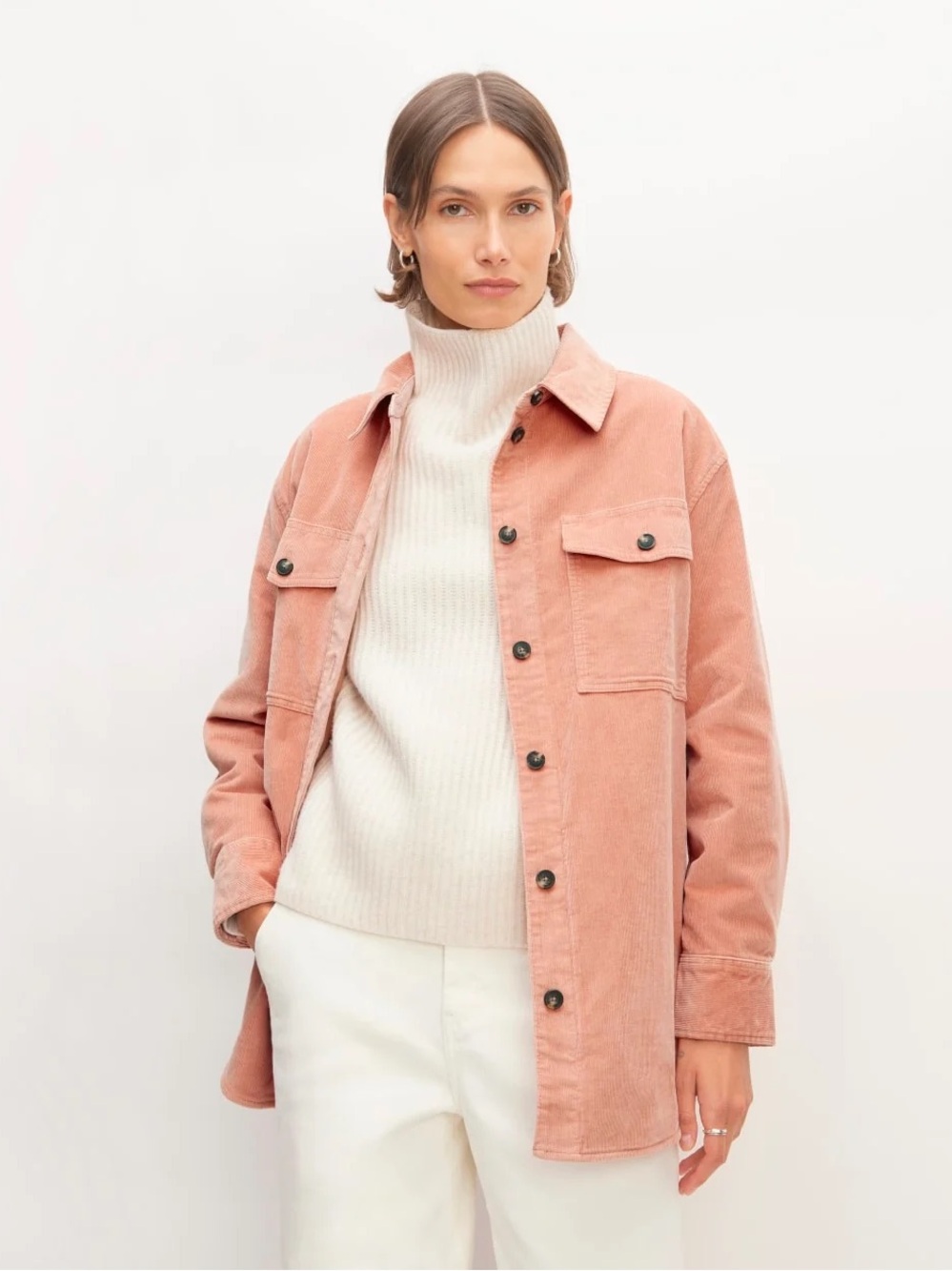 Everlane The Corduroy Oversized Shirt Jacket Shacket Blush Pink- Size S